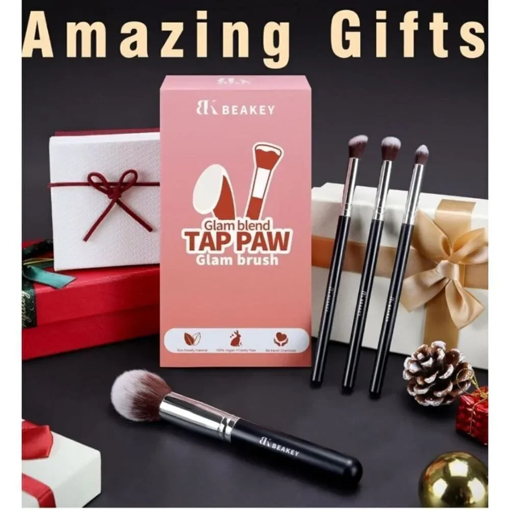 New in Box! Beakey Advanced Glam Blend Makeup 10 Brush Set w/ 2 Blending Sponges